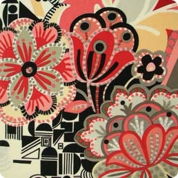 Rivoli Salmon and Black by Alexander Henry Fabrics- Half Yard