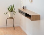 Floating console table white oak shelf