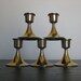 Vintage Brass Pillar Candle Holders. Set of 5.