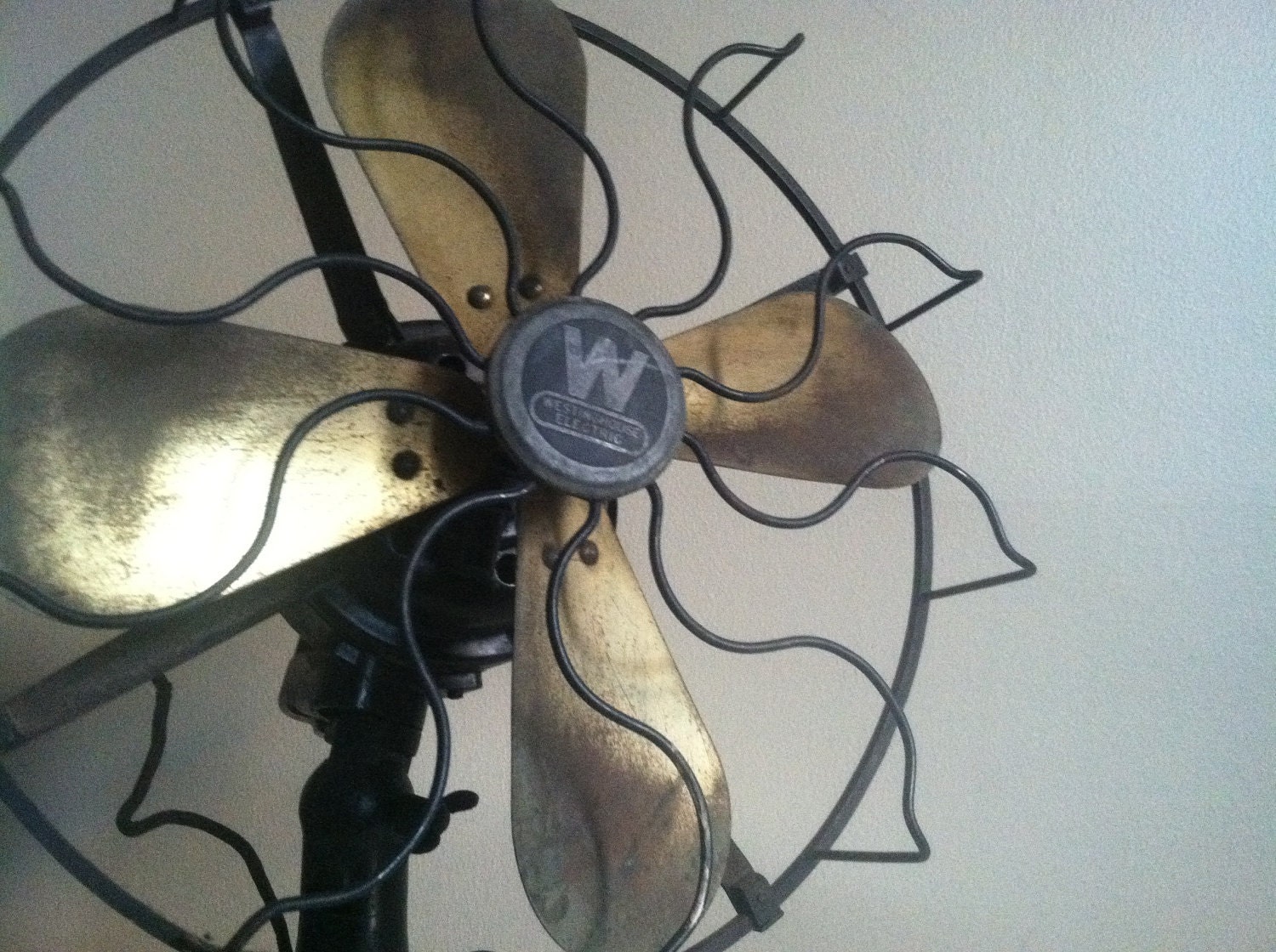 Industrial Chic.  Antique / Vintage Westinghouse Fan with Brass Blades.