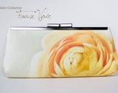 Yellow floral satin clutch handbag - bridesmaid wedding party - prom