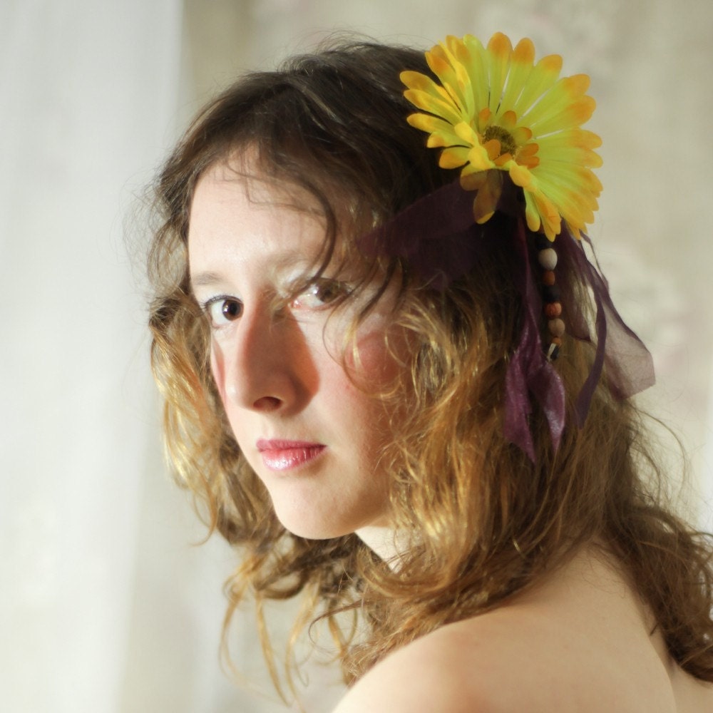 Sun Flowers and Seeds OOAK fascinator