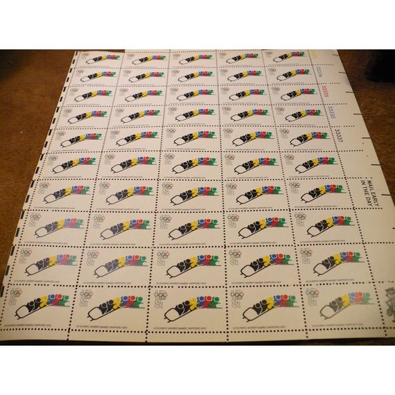 Bobsledding 1972 Olympic Games Issue Commemorative 8 Cent Vintage US Postage Stamp - Sheet of 50