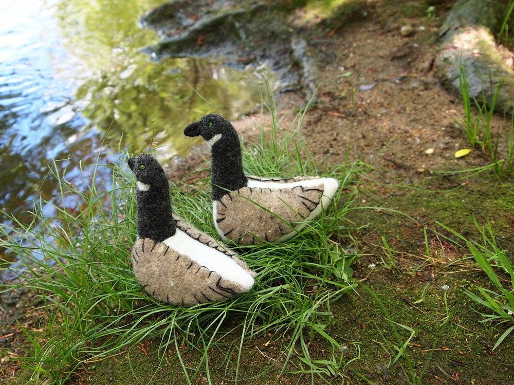 Wool Felted Canada Goose bird toy