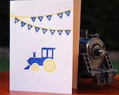 Letterpress Birthday Invitations, Train - set of 8