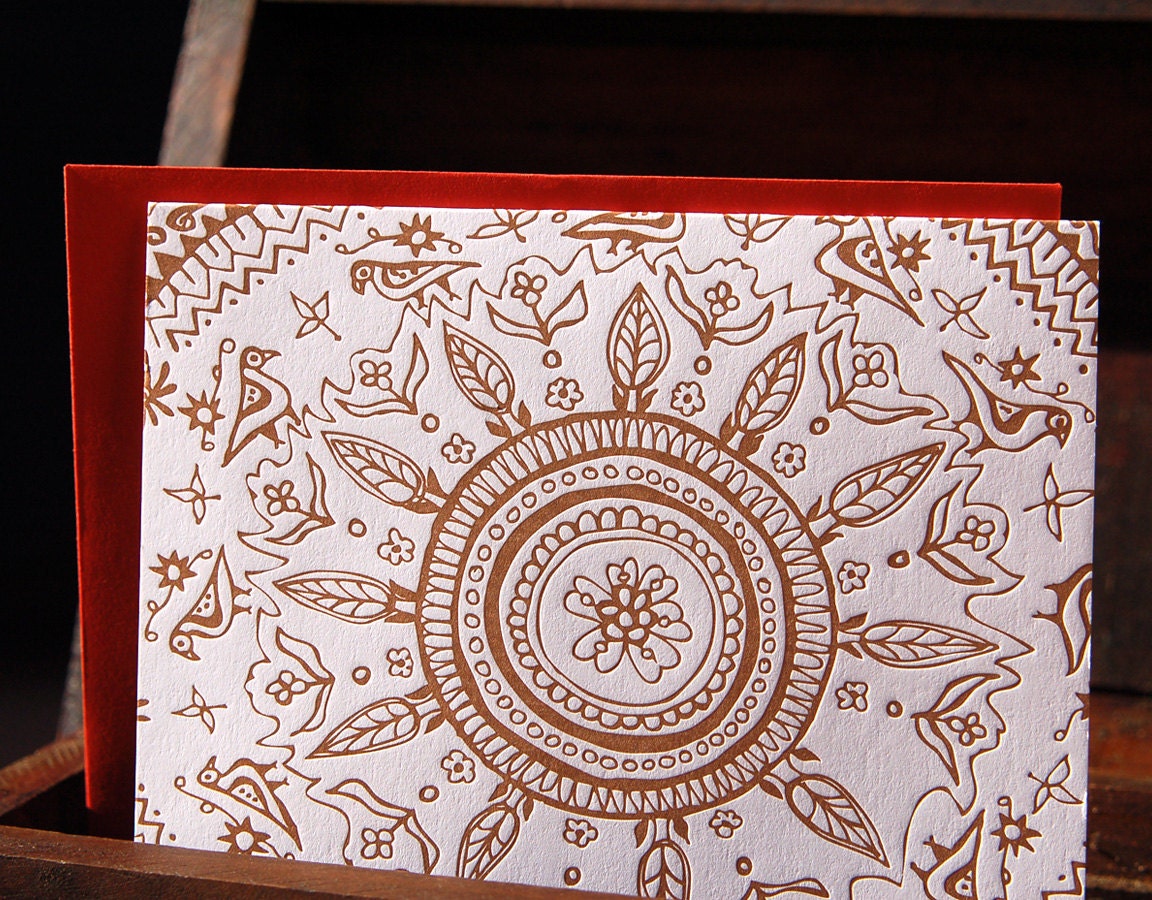 Henna No. 3 Letterpress Cards, set of 6