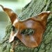 Brown Cat Handmade Leather Mask