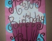 Hand Painted Happy Birthday Banner Small Polka Dot