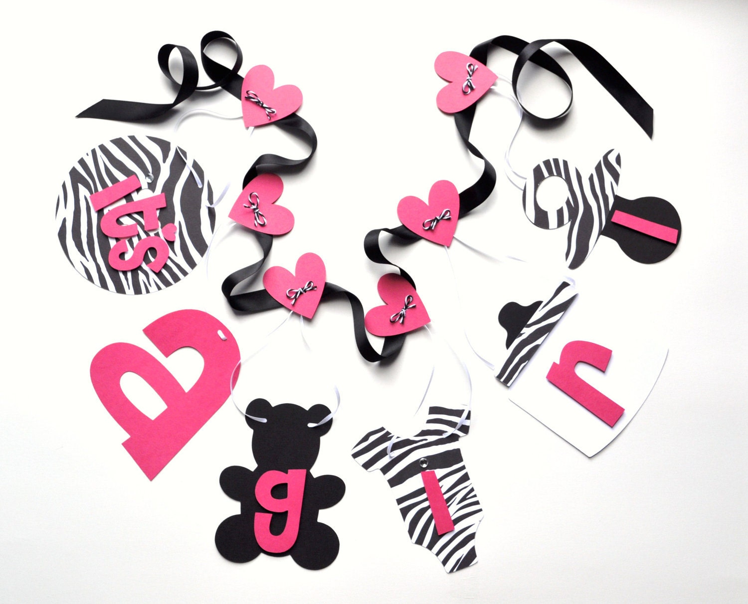 Zebra baby shower decorations it's a girl banner by ParkersPrints on Etsy Il_170x135