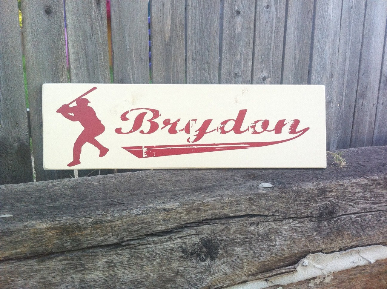 Personalized children's name sign, custom made with wood and vinyl lettering 6x24