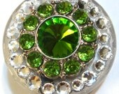 Green Rhinestone & Swarovski Crystal Embellished ID Badge Reel