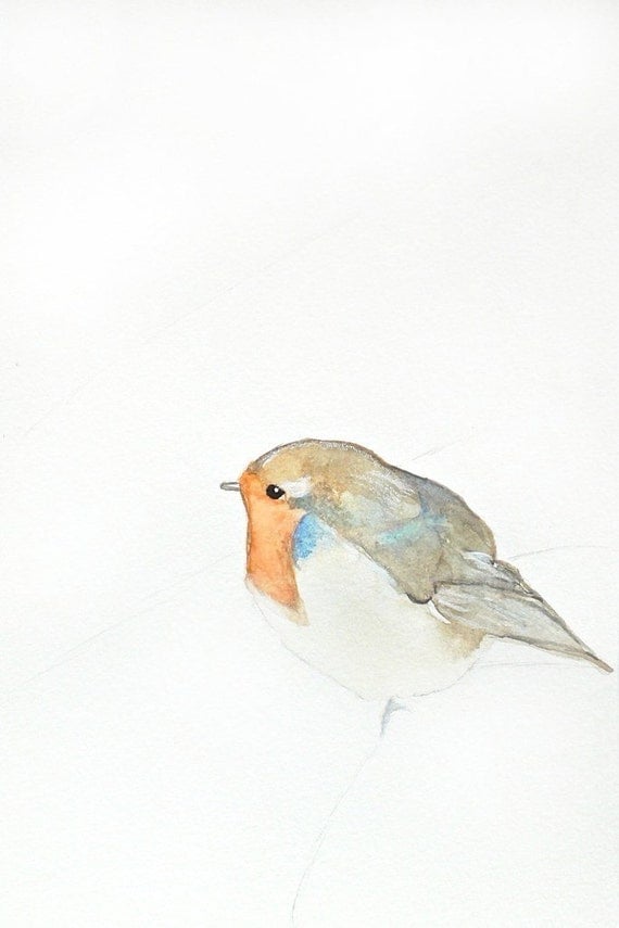 Hush Now - Limited Edition - Print 7/50 - 5x7 Giclee Print - Bird Watercolor Print