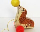 Vintage Fisher Price Pull Suzie Seal Toy - 694