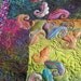 MarveLes LEAVES At DUSK Original Painted Art Quilt in blue, green, navy, brown, red, rust, gold