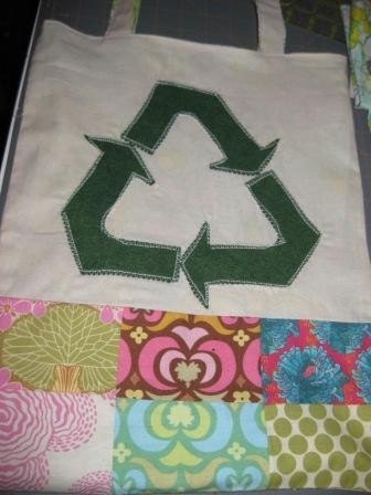 Recycle tote bag.  Handmade from Amy Butler, Tina Givens, and Heather Bailey fabrics.