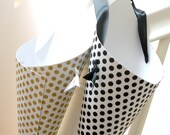 Glitter Polka Dot Decor Cone for Party Chairs, Wedding Aisle or Church Pews, Choose White with Black OR Gold