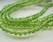 AAA Peridot Rondelles Micro Faceted  Peridot Gemstone Beads  , 3-5mm, 8 inches
