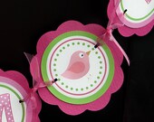Little Birdie I am 1 MINI BANNER - Happy First Birthday Party Decoration Sign in Hot Pink & Lime Green Il_170x135