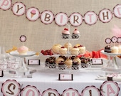 Birthday Party Package - Handmade Ice Cream Cone Sweet Shoppe Banner HAPPY BIRTHDAY Banner Il_170x135