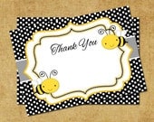 Bee Thank You Note - Bee Birthday Party or Baby Shower Thank You Card - Digital Printable Thank You
