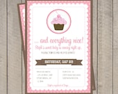 Sugar and Spice Baby Shower Invitation - Pink & Brown Cupcake Invite - Digital Printable Invite