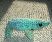 Tiny weird Seal Lizard cotton crochet in ombre ocean colors