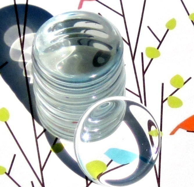 1 3/8 inch premium perfect round glass gems -10 pieces - pure white flawless handcut clear glass round tiles for pendants, magnets