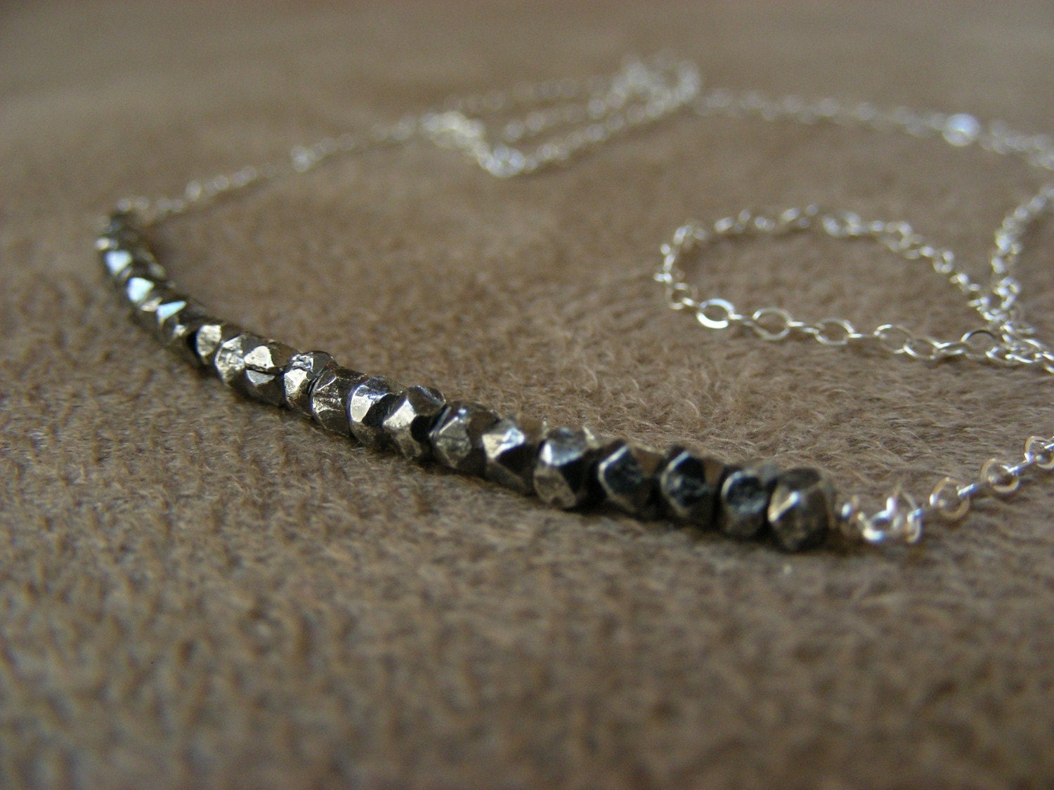 SALE  Gunmetal Vermeil and Sterling Silver Suspension Necklace   SALE