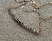 Ombre Green Sapphire and Gold Filled Color Block Necklace 14kt