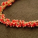 Red Glass Vermeil and Gold Filled Cluster Necklace 14kt