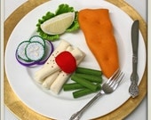 Wool Felt Play Food - Fish and Chips - Heirloom Quality Play Food Accessory for Imaginative Play