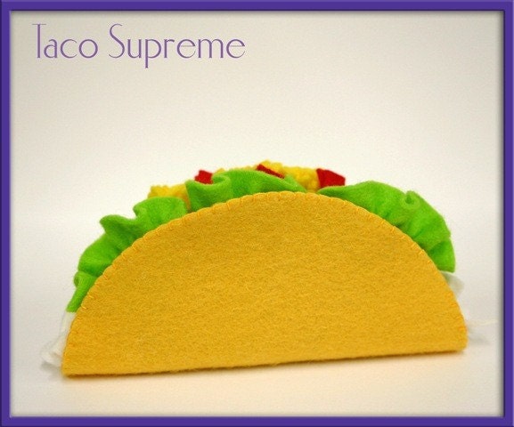 Natural Wool Felt Play Food - Taco  - Waldorf Inspired Play Kitchen Accessory for Imaginative Play