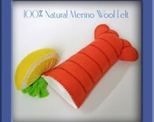Natural Wool Felt Play Food - Lobster Tail and Lemon Wedge - Waldorf Inspired Pretend Kitchen Accessory for Imaginative Play
