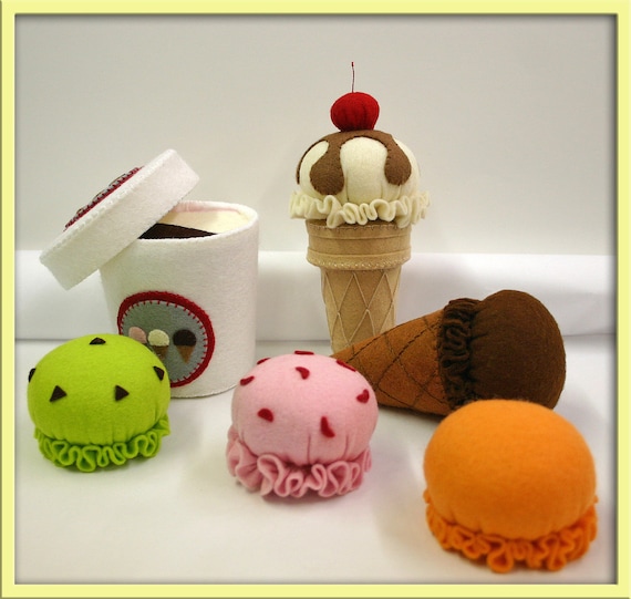 Wool Felt Play Food - Ice Cream Set - Waldorf Accessory for Imaginative Play