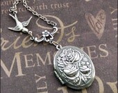 Silver Locket Necklace - Enchanted Rose Garden - Jewelry by TheEnchantedLocket - STUNNING Wedding Anniversary Bride Gift