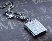 Silver Book Locket Necklace- Enchanted Night Song - By TheEnchantedLocket