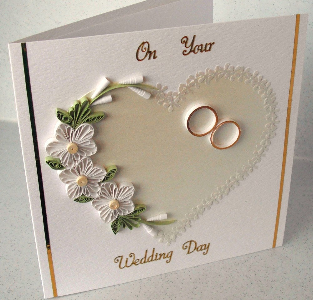Quilled wedding congratulations card