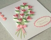 Handmade 18th birthday card, quilled flowers, quilling greeting