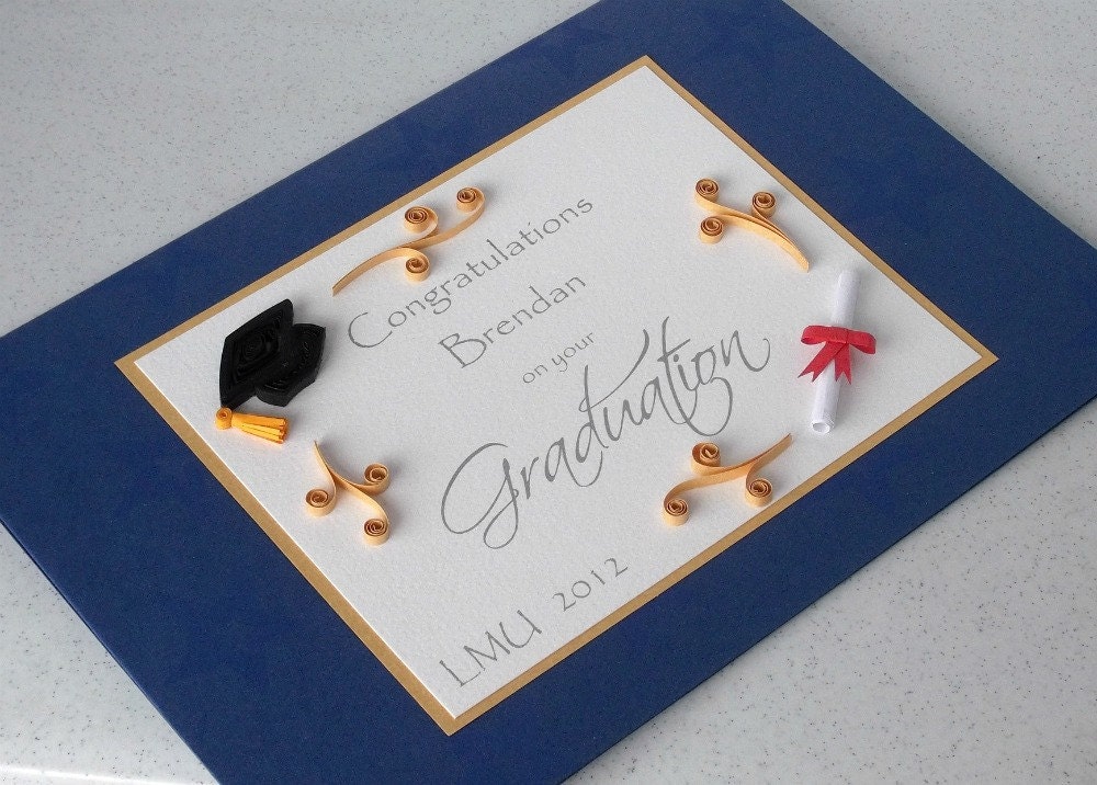 Handmade graduation card, quilled, personalized