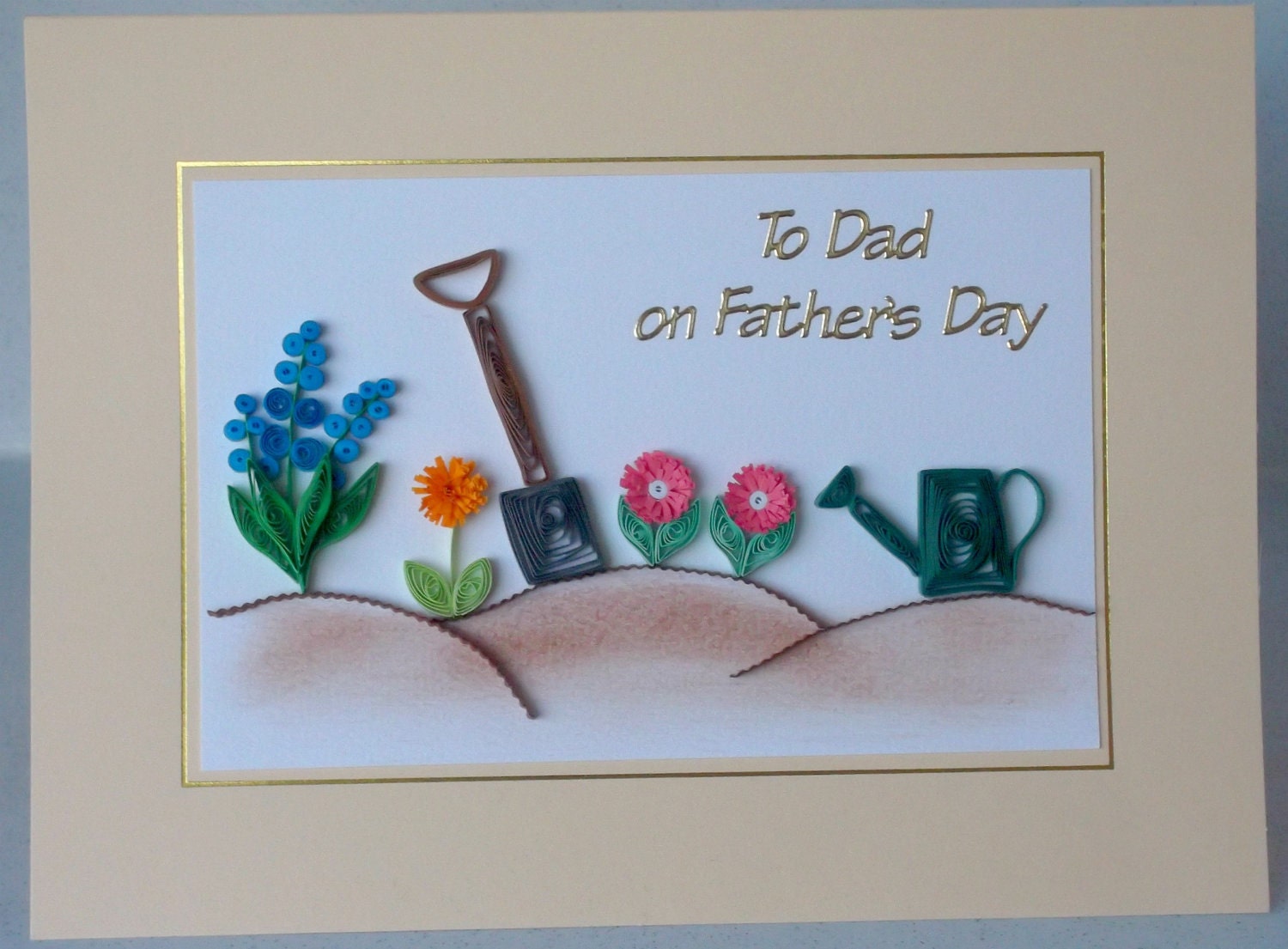 Father's day card, paper quilling, gardening