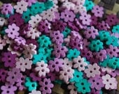Violet and Mint Green Flower Button - Assorted Colour and Shape - 60 Buttons Only 3.5 USD