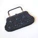 vintage 1960s raffia purse / clutch bag / navy blue purse / summer clutch / 60s handbag / patterned interior