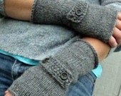 dark oxford grey hand knit fingerless sleeve gloves - available in more colors