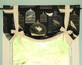 Bird Cage Print Butterfly Swag in Black/Ivory
