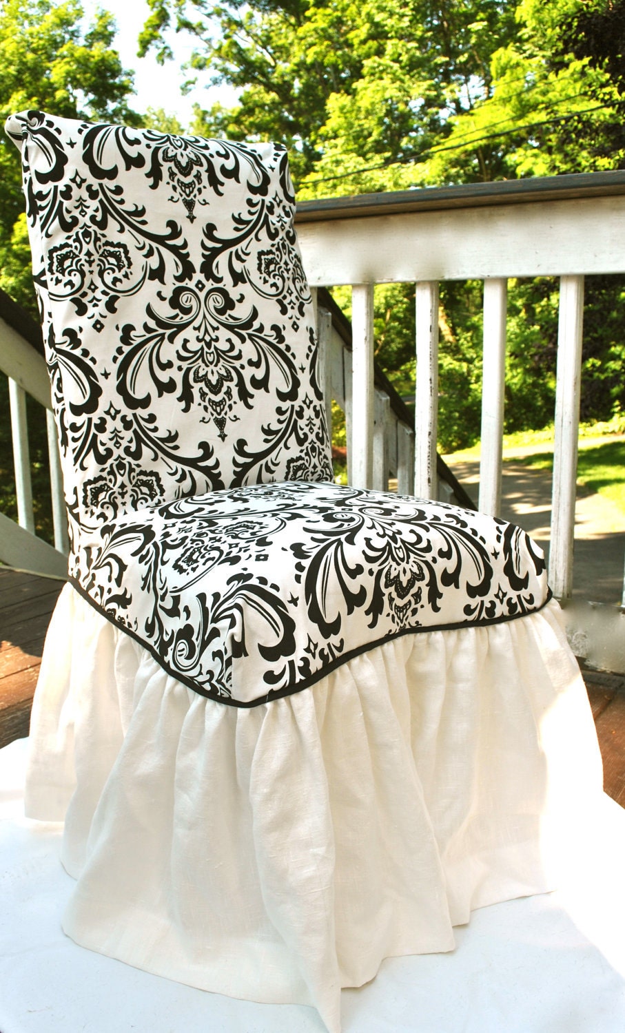 Black Damask Chair Slipcover