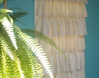 Burlap and Cotton Ruffled Curtain