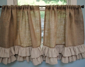 Burlap Ruffled Cafe Curtain