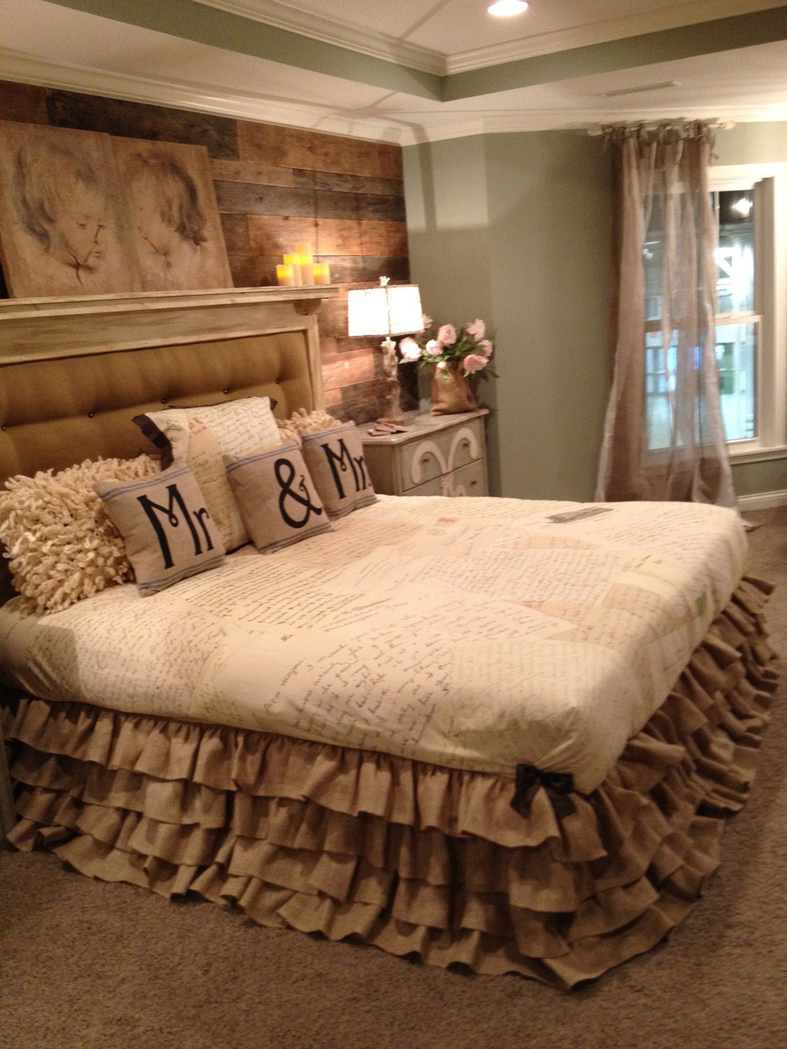 Burlap Ruffled Bed Skirt Full and Twin