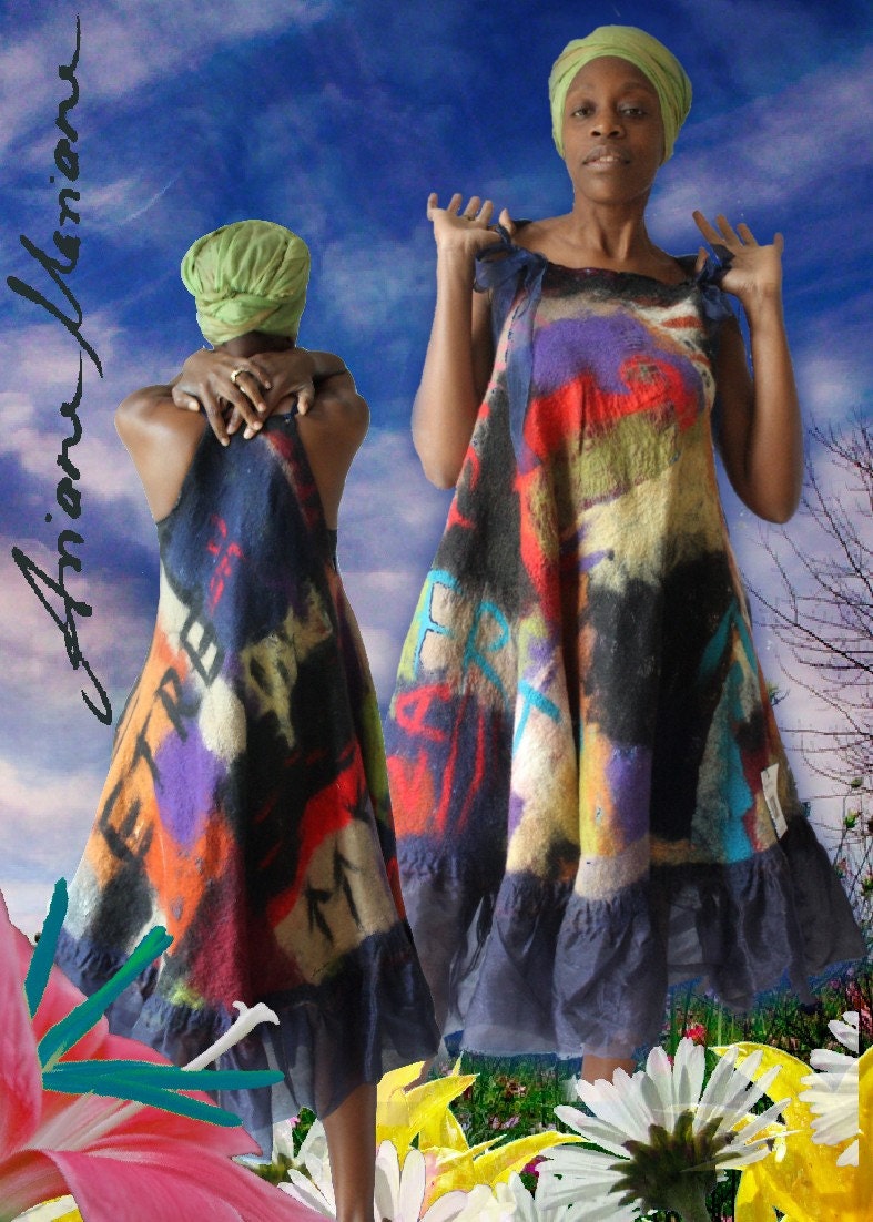 Custom made fiber art women dress - convertible women clothing - ooak art to wear high fashion