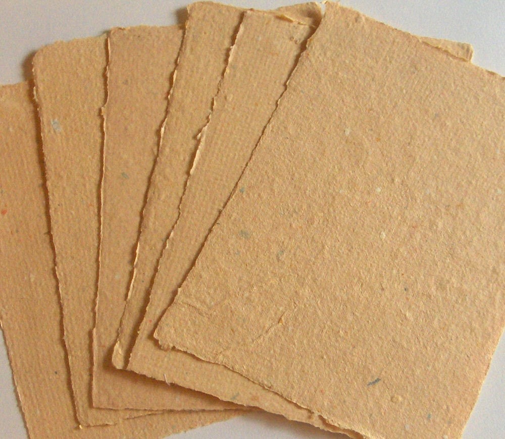 10 Sheets Handmade Recycled Paper - peach